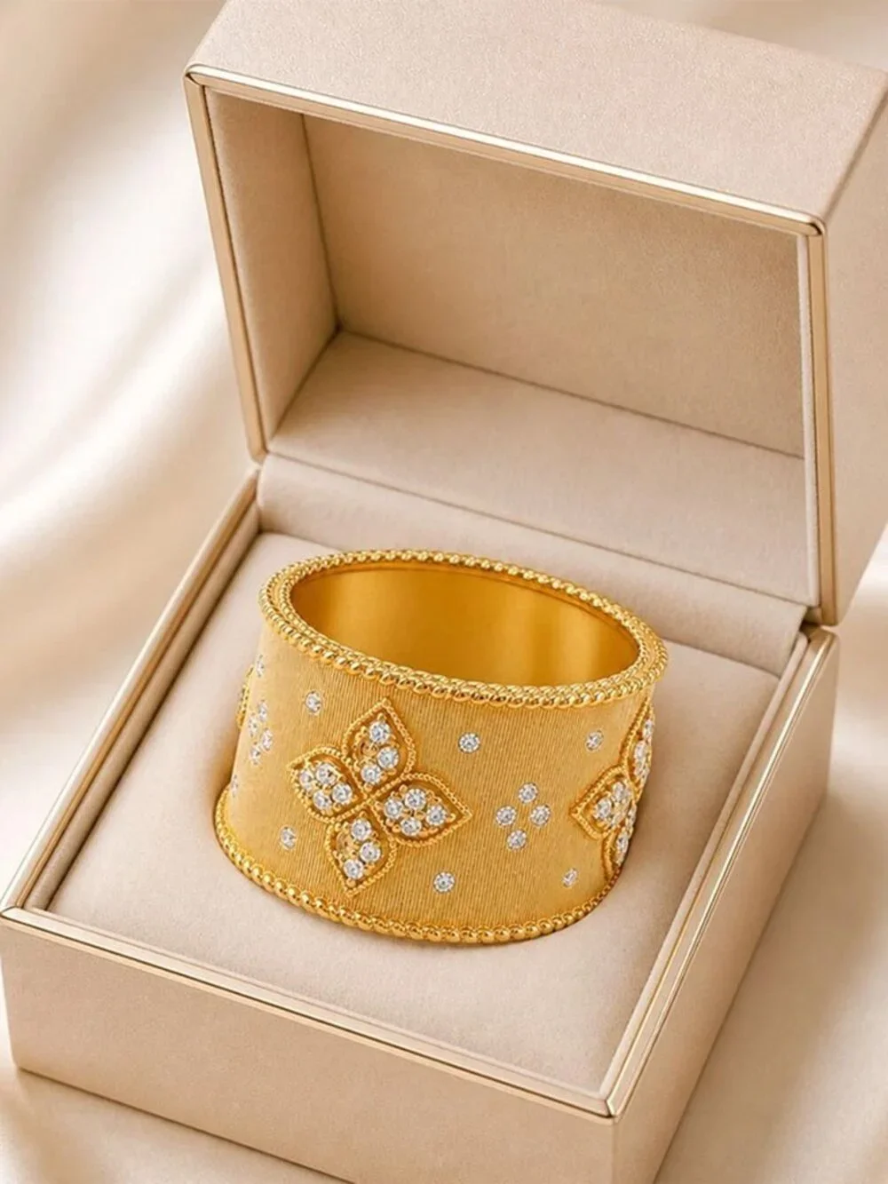 Created White Sapphires Ring 14k Yellow Gold Plated (.925)
